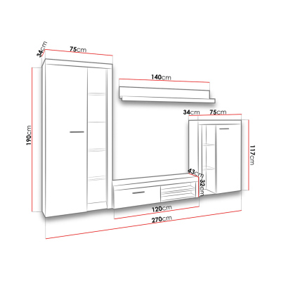 Moderní obývací stěna THISE - bílá