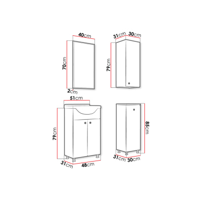 Nábytek do koupelny VISBEK - bílý / lesklý bílý + sifon a baterie Platino ZDARMA