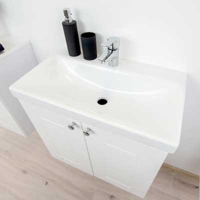 Koupelnový nábytek s umyvadlem ACHIM 3 - bílý / lesklý bílý