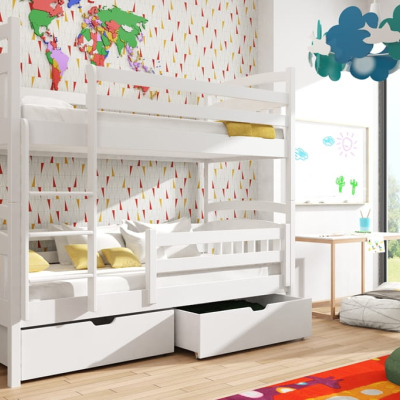Dětská patrová postel s úložným prostorem LUCIE - 80x160,  bílá