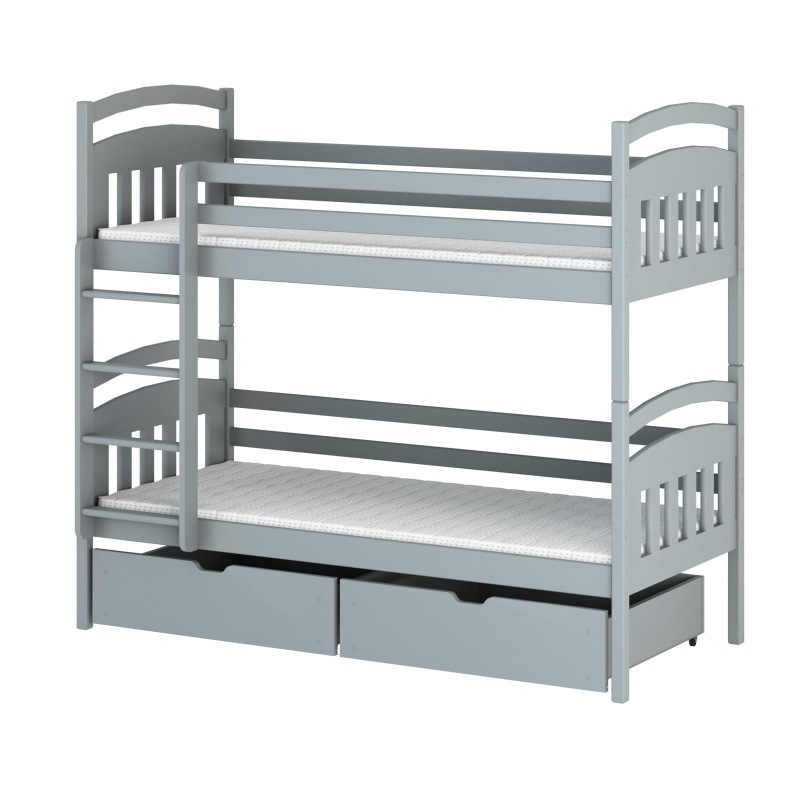 Dětská patrová postel s úložným prostorem LUCIE - 80x160, šedá