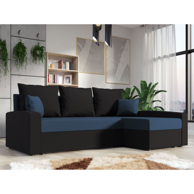 Rohová sedačka na každodenní spaní STORM - černá / modrá