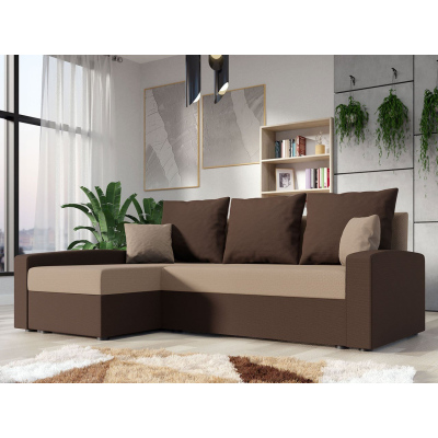 Rohová sedačka na každodenní spaní STORM - hnědá / béžová