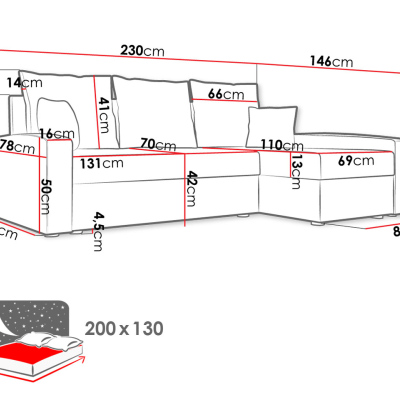 Rohová sedačka na každodenní spaní STORM - černá / modrá