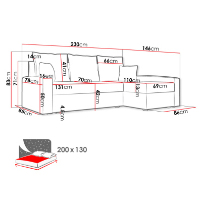 Rohová sedačka na každodenní spaní STORM - černá / modrá