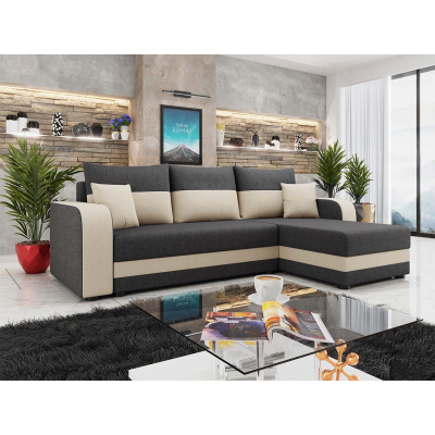 Rohová sedačka na každodenní spaní HORING - šedá / béžová