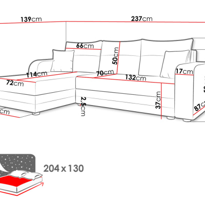 Rohová sedačka na každodenní spaní HORING - šedá / béžová