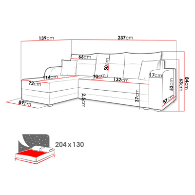 Rohová sedačka na každodenní spaní HORING - šedá / béžová