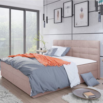 Moderní hotelová postel 180x200 BALJA 1 - růžová + topper ZDARMA