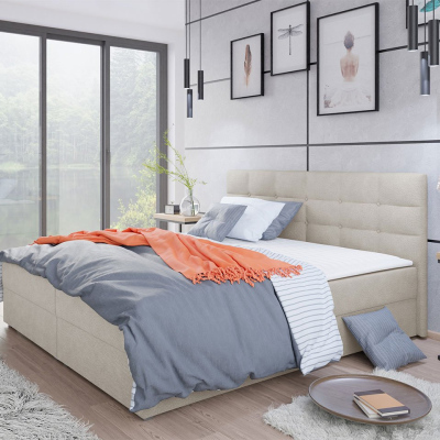 Moderní hotelová postel 180x200 BALJA 1 - béžová + topper ZDARMA
