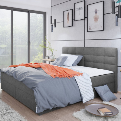Moderní hotelová postel 140x200 BALJA 1 - šedá + topper ZDARMA