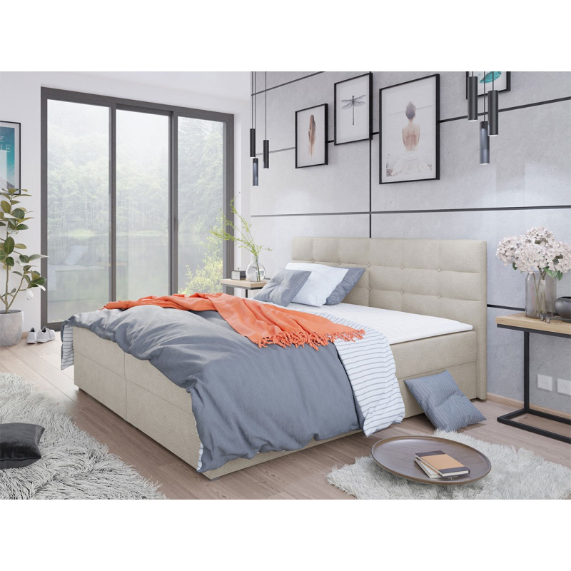 Moderní hotelová postel 140x200 BALJA 1 - béžová + topper ZDARMA