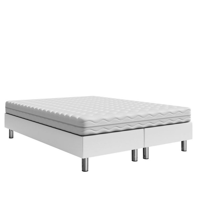 Čalouněná manželská postel 140x200 NECHLIN 2 - bílá ekokůže