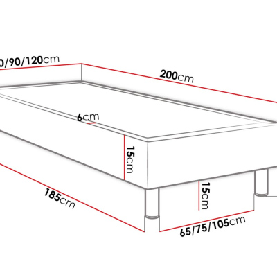 Čalouněná jednolůžková postel 120x200 NECHLIN 2 - černá ekokůže