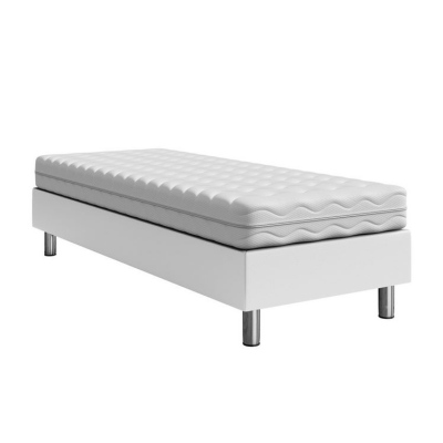 Čalouněná jednolůžková postel 90x200 NECHLIN 2 - bílá ekokůže