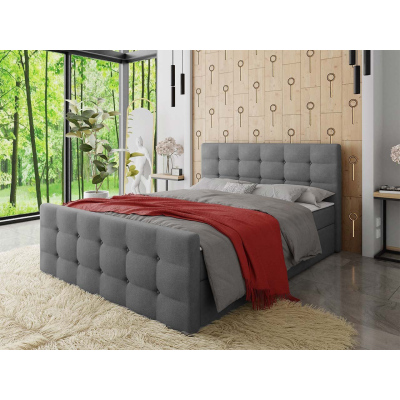 Americká čalouněná manželská postel 180x200 RANON 1 - šedá + topper ZDARMA