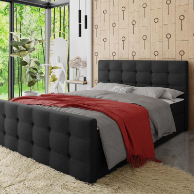 Americká čalouněná manželská postel 180x200 RANON 1 - černá + topper ZDARMA