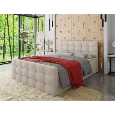 Americká čalouněná manželská postel 180x200 RANON 1 - béžová + topper ZDARMA