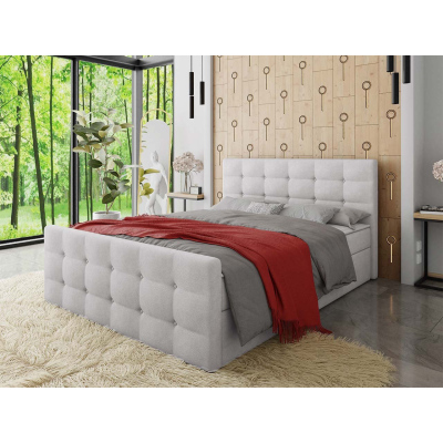 Americká čalouněná manželská postel 160x200 RANON 1 - světlá šedá + topper ZDARMA
