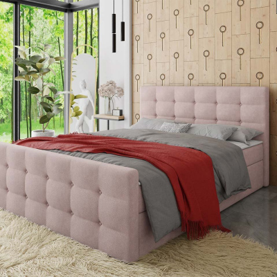 Americká čalouněná manželská postel 160x200 RANON 1 - růžová + topper ZDARMA