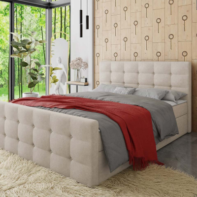 Americká čalouněná manželská postel 160x200 RANON 1 - béžová + topper ZDARMA