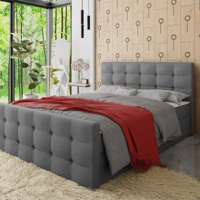Americká čalouněná manželská postel 140x200 RANON 1 - šedá + topper ZDARMA