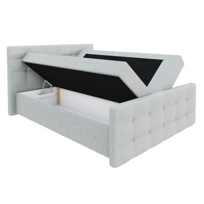 Americká čalouněná manželská postel 180x200 RANON 1 - šedá + topper ZDARMA
