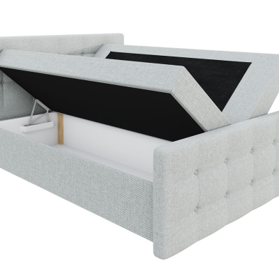 Americká čalouněná manželská postel 160x200 RANON 1 - světlá šedá + topper ZDARMA