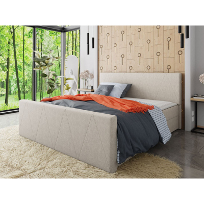 Americká manželská postel s vysokým čelem 140x200 RANON 3 - béžová + topper ZDARMA