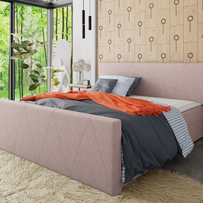 Americká manželská postel s vysokým čelem 180x200 RANON 3 - růžová + topper ZDARMA