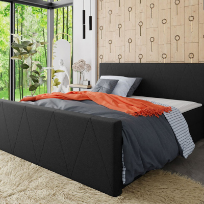 Americká manželská postel s vysokým čelem 180x200 RANON 3 - černá + topper ZDARMA