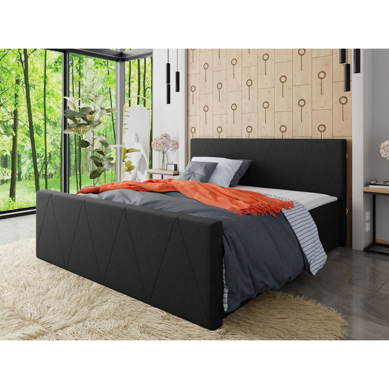 Americká manželská postel s vysokým čelem 180x200 RANON 3 - černá + topper ZDARMA