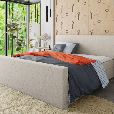 Americká manželská postel s vysokým čelem 180x200 RANON 3 - béžová + topper ZDARMA