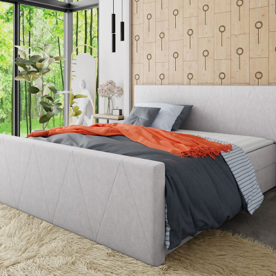 Americká manželská postel s vysokým čelem 160x200 RANON 3 - světlá šedá + topper ZDARMA