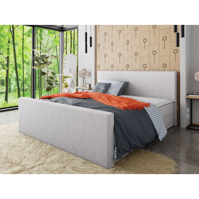 Americká manželská postel s vysokým čelem 160x200 RANON 3 - světlá šedá + topper ZDARMA