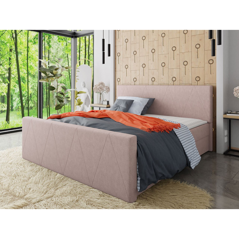 Americká manželská postel s vysokým čelem 160x200 RANON 3 - růžová + topper ZDARMA