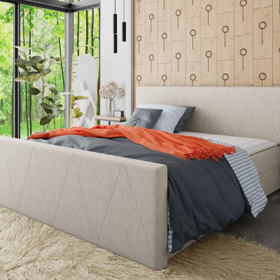Americká manželská postel s vysokým čelem 160x200 RANON 3 - béžová + topper ZDARMA