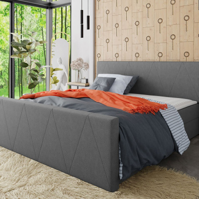 Americká manželská postel s vysokým čelem 140x200 RANON 3 - šedá + topper ZDARMA