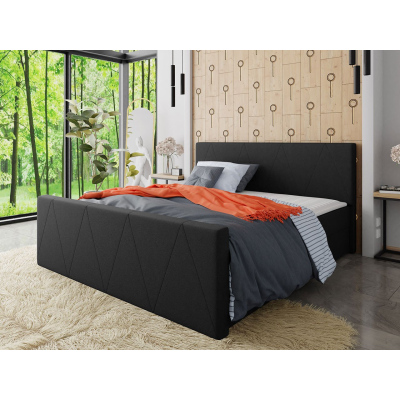 Americká manželská postel s vysokým čelem 140x200 RANON 3 - černá + topper ZDARMA