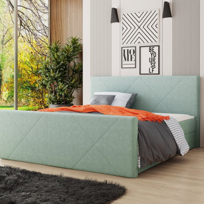 Americká postel s úložným prostorem 180x200 RANON 4 - tyrkysová + topper ZDARMA
