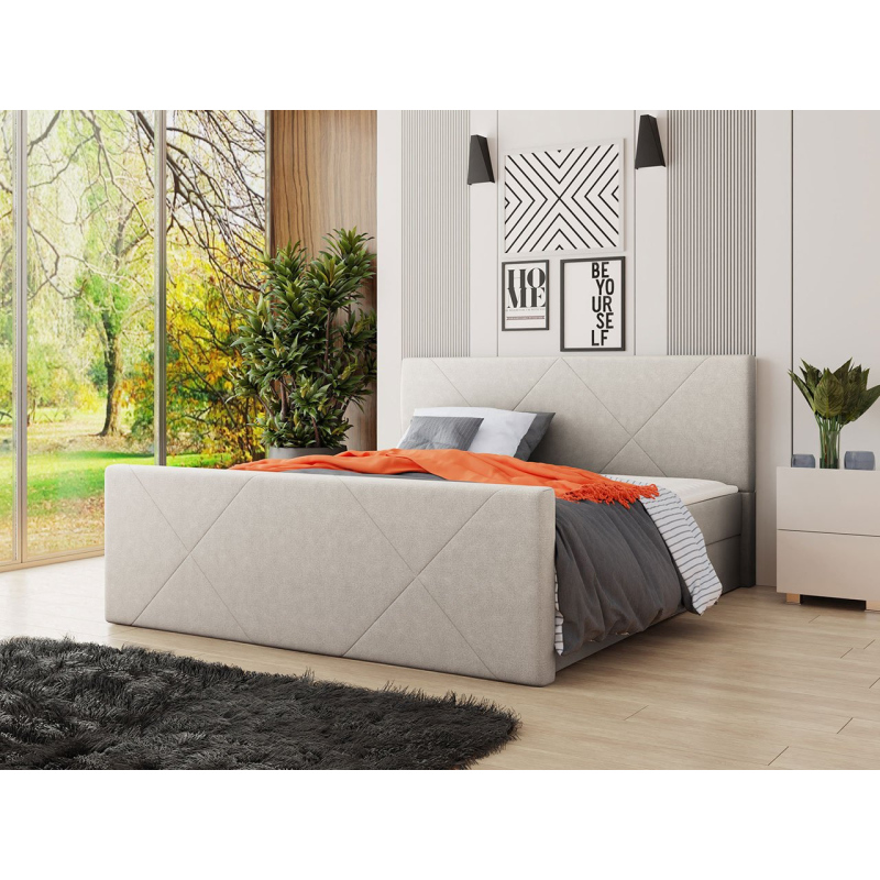 Americká postel s úložným prostorem 180x200 RANON 4 - béžová + topper ZDARMA