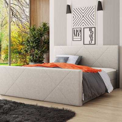 Americká postel s úložným prostorem 160x200 RANON 4 - béžová + topper ZDARMA