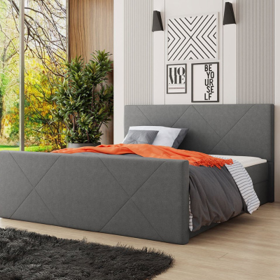 Americká postel s úložným prostorem 140x200 RANON 4 - šedá + topper ZDARMA