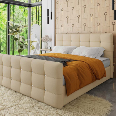 Americká manželská postel 180x200 TORNIO - béžová ekokůže + topper ZDARMA