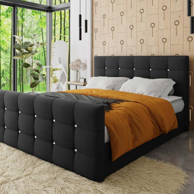 Americká manželská postel 180x200 TORNIO - černá + topper ZDARMA