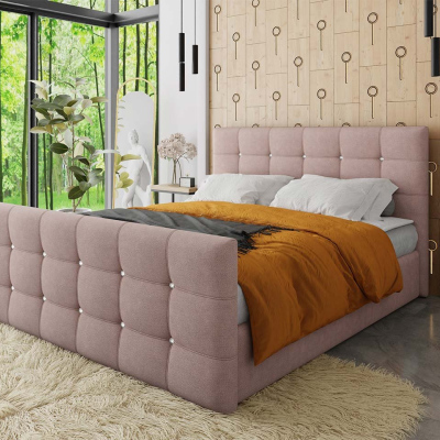 Americká manželská postel 140x200 TORNIO - růžová + topper ZDARMA