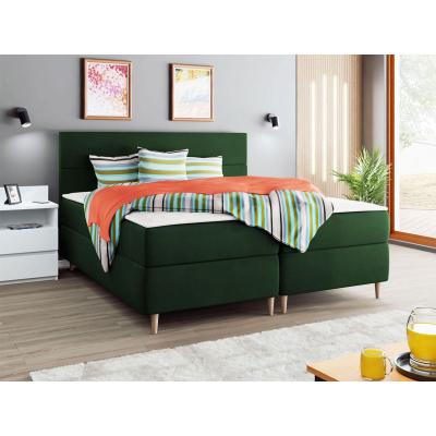 Hotelová postel s úložným prostorem 180x200 KALIX - zelená + topper ZDARMA