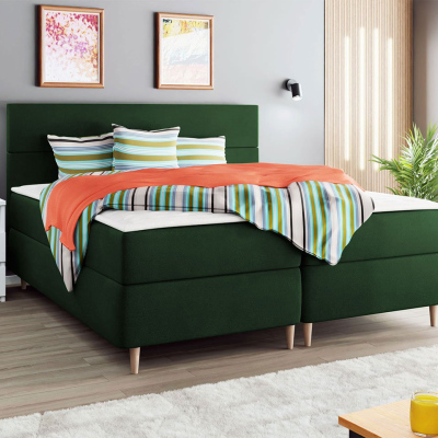 Hotelová postel s úložným prostorem 160x200 KALIX - zelená + topper ZDARMA