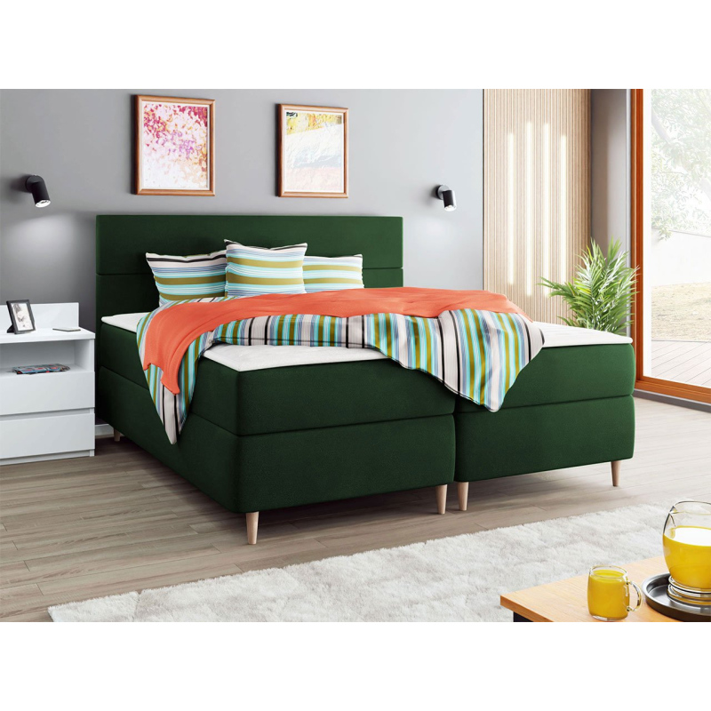 Hotelová postel s úložným prostorem 160x200 KALIX - zelená + topper ZDARMA