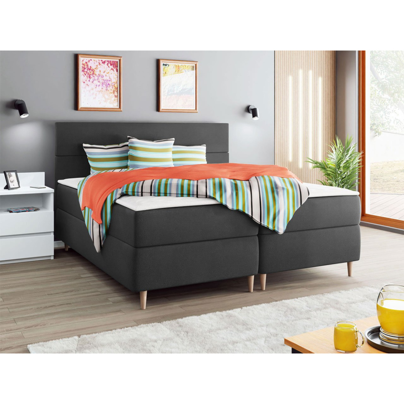 Hotelová postel s úložným prostorem 140x200 KALIX - tmavá šedá + topper ZDARMA